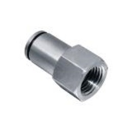 Isaiah IPCFT08-02 Female Stud Push In Fitting - Tube To Female Thread - Nickel Plated Brass - 8 mm Tube To 1/4"