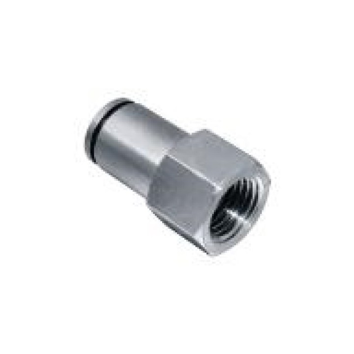 Isaiah IPCFT08-02 Female Stud Push In Fitting - Tube To Female Thread - Nickel Plated Brass - 8 mm Tube To 1/4"