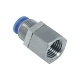 Isaiah IPMF08-02 Female Bulkhead Push In Fitting - Tube To Female Thread - Technopolymer - 8 mm Tube To 1/4"