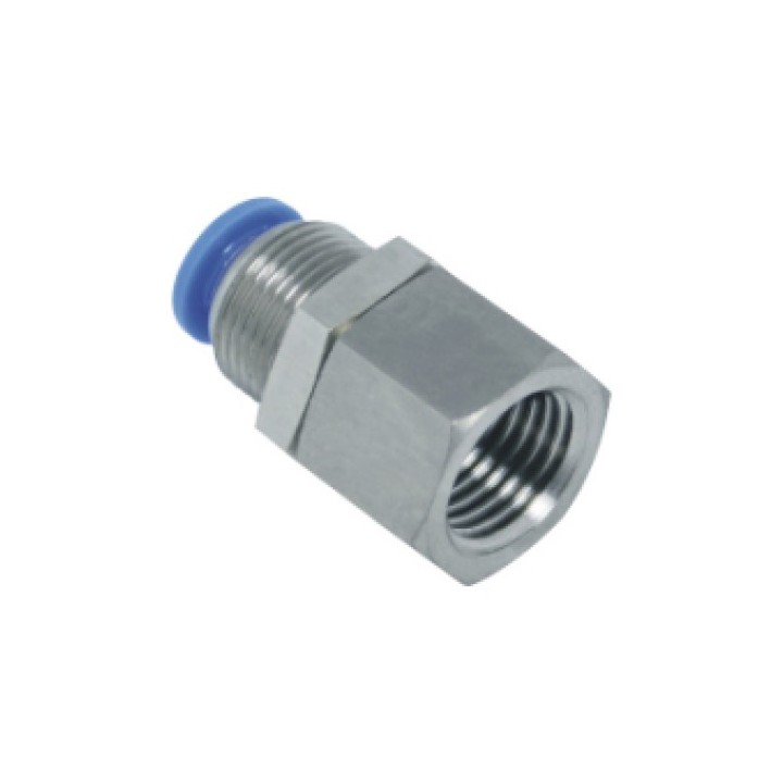 Isaiah IPMF12-02 Female Bulkhead Push In Fitting - Tube To Female Thread - Technopolymer - 12 mm Tube To 1/4"