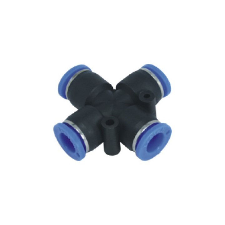 Isaiah IPZ04 Cross Piece Push In Fitting - Tube To Tube - Technopolymer - 4 mm Tube 4 mm