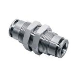Isaiah IPMT06 Bulkhead Push In Fitting - Tube To Tube - Nickel Plated Brass - 6 mm Tube To 6 mm (M14X1)