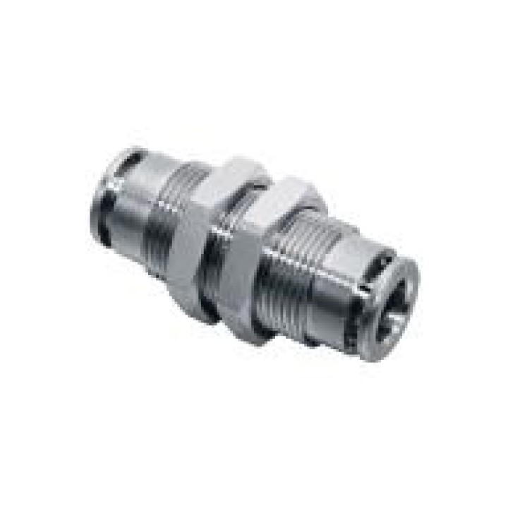 Isaiah IPMT12 Bulkhead Push In Fitting - Tube To Tube - Nickel Plated Brass - 12 mm Tube To 12 mm (M20X1)