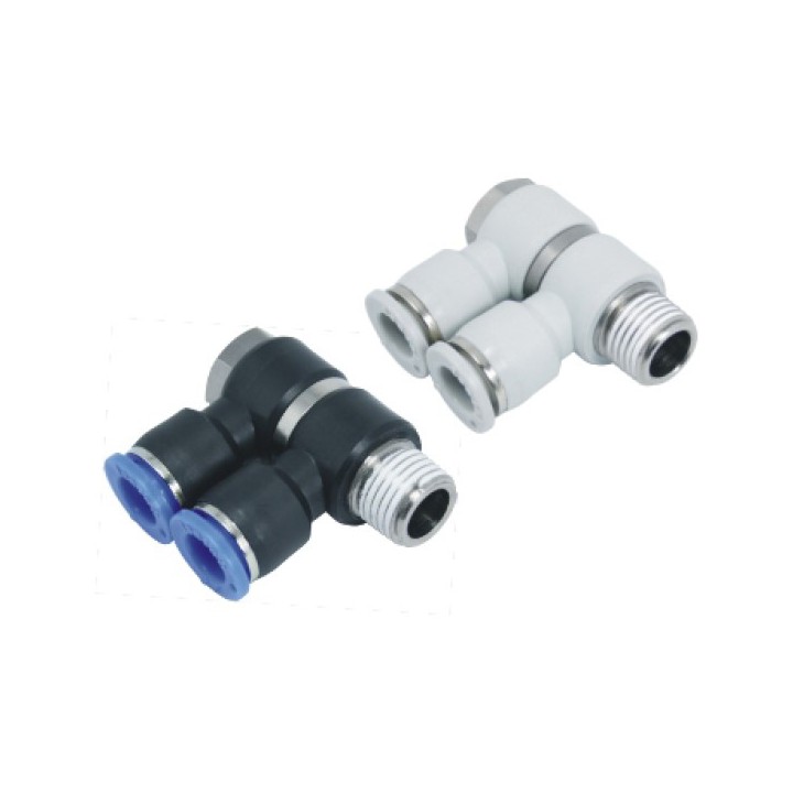 Isaiah IPHT08-03(2) Male Banjo Double Tee Push In Fitting - Tube To Male Thread - Technopolymer - 8 mm Tube To 3/8"