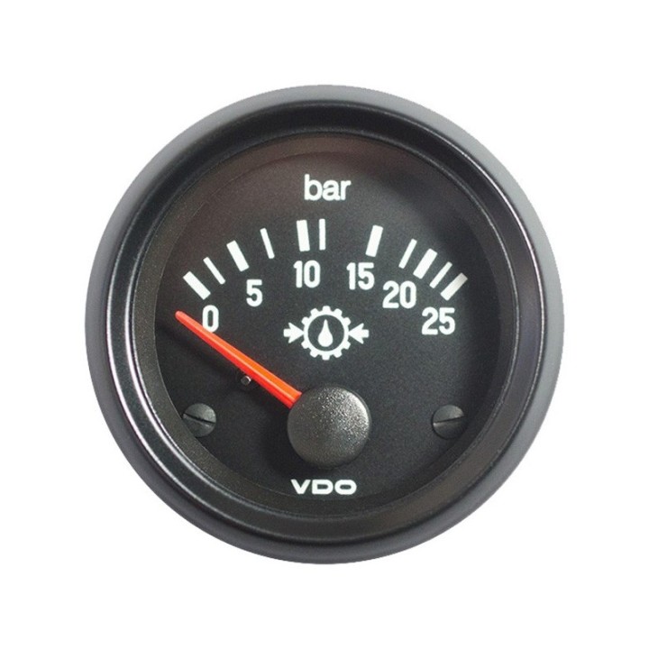 VDO Pressure Gauge Cockpit International 25bar 52mm Trans 12V