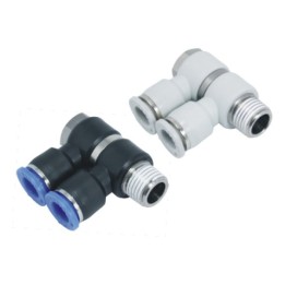 Isaiah IPHT08-02 Male Banjo Elbow Push In Fitting - Tube To Male Thread - Nickel Plated Brass - 8 mm Tube To 1/4"