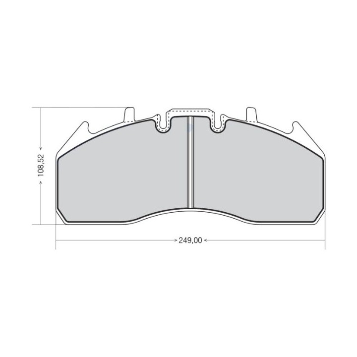 Traxx DPD174 HEAVY DUTY BRAKE PAD - WVA29174 - VOLVO FE/FM/BUS/ RENAULT 420/440 PREMIUM - FRONT/REAR - 249.00 X 108.52 X 29.50
