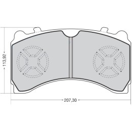 Traxx DPD009 HEAVY DUTY BRAKE PAD - WVA29244 - MERCEDES AXOR MP 3 - REAR - 207.30 X 113.92 X 29.50