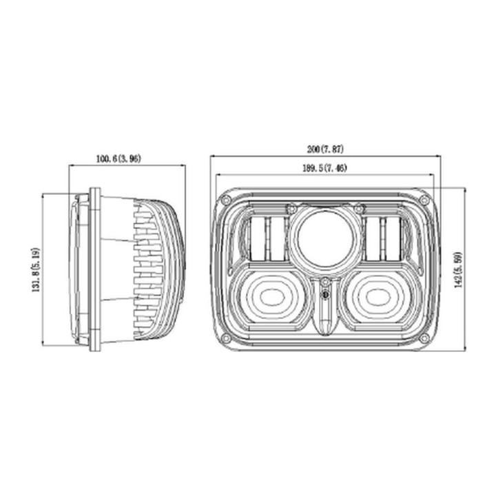 OMNI-AM-103-142-8888 LED Headlight 7" x 5" Square, High, Low Beam and Position
