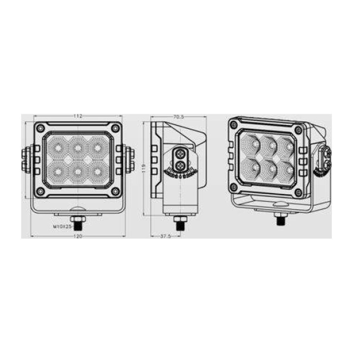 OMNI-AM-103-142-8160 LED Flood Work Light 60 W, 5 400 lm, IP69K