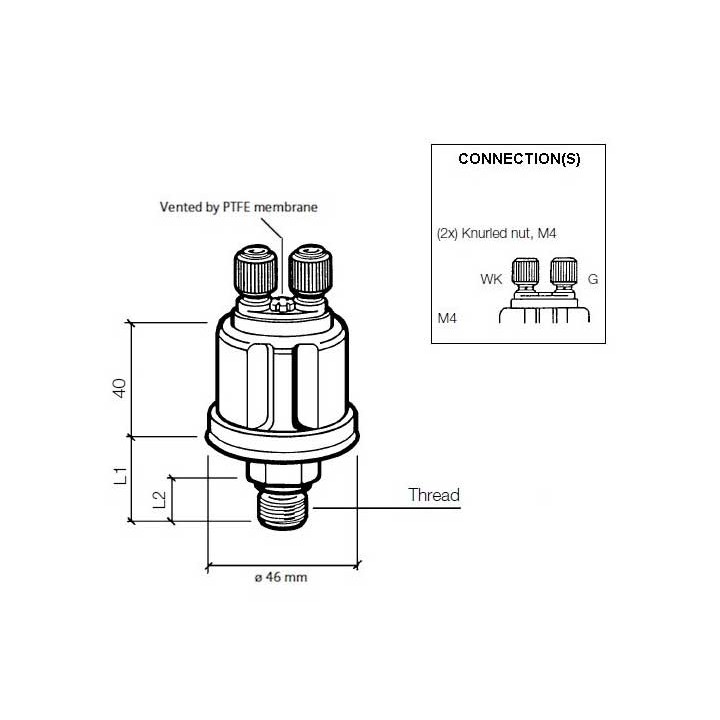 VDO Pressure Sender Switch 0 to 10 Bar Warning Contact 0.75 Bar Thread m18x1.5