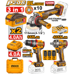 INGCO CKLI20358 3Pce 20V PS+C/L Combo Kit