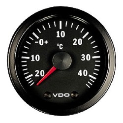 VDO Temperature Gauge Cockpit Vis 25c to +50 52mm 12V O/ Side Temperature