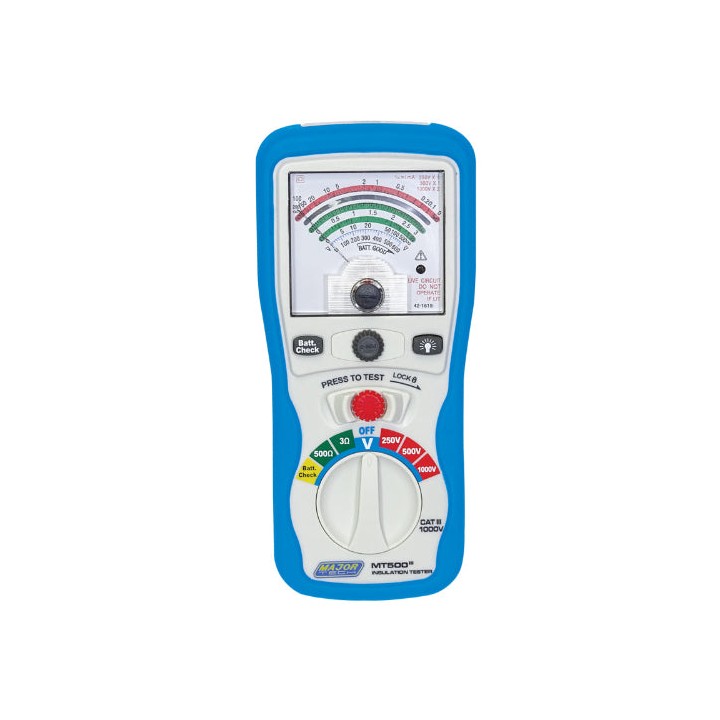Major Tech MT500 250/500/1000V Analogue Insulation Tester, CAT IV 600V