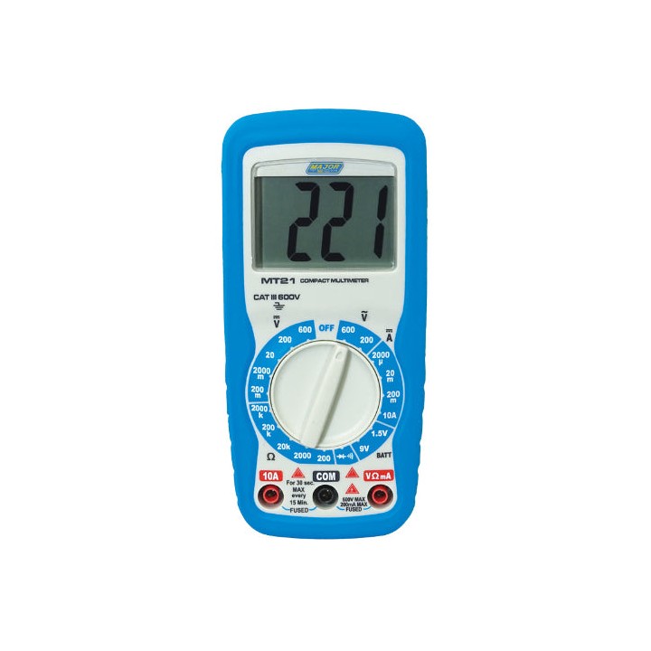 Major Tech MT21 600V AC/DC Compact Multimeter, CAT III 600V