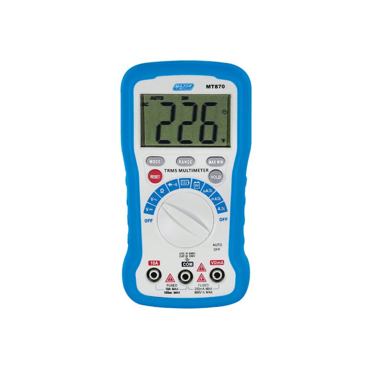 Major Tech MT870 600V AC/DC TRMS Compact Multimeter, CAT III 300V