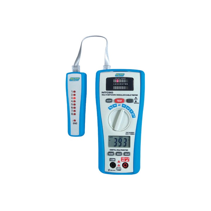 Major Tech MTC50 2-in-1 LAN Tester & Multimeter, CAT III 300V