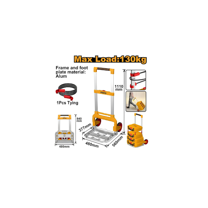 INGCO HHWB61201 Foldable Hand Truck 560X506X1110MM 130KG
