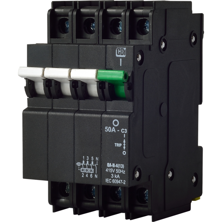 CBI BE-CBI-0000200 QF-N-4(26MM)20A 3P+N 6KA White/Green Breaker/Isolator