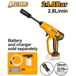 INGCO CPWLI2036 Pressure Washer 20V PS+C/L c/w Accessories