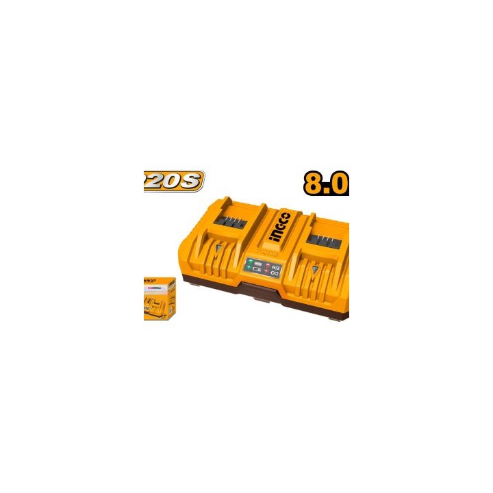 INGCO FCLI2082 DUAL CHARGER 20V PS+C/L 8A