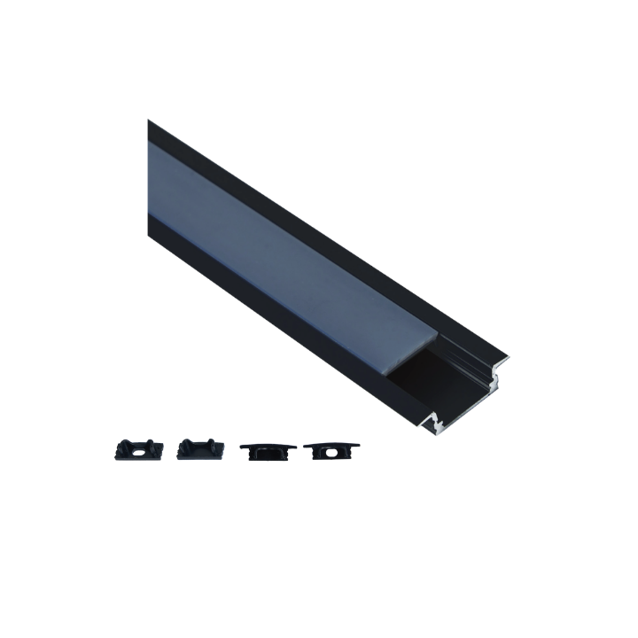 Pioled ST-SHO29-PIO-014 LED Strip Light Aluminium Profile Slim28 2M CH73 - Recessed - Black