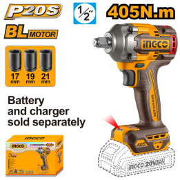 INGCO CIWLI20451 20V Power Share and Cordless Impact Wrench 405Nm 1/2"