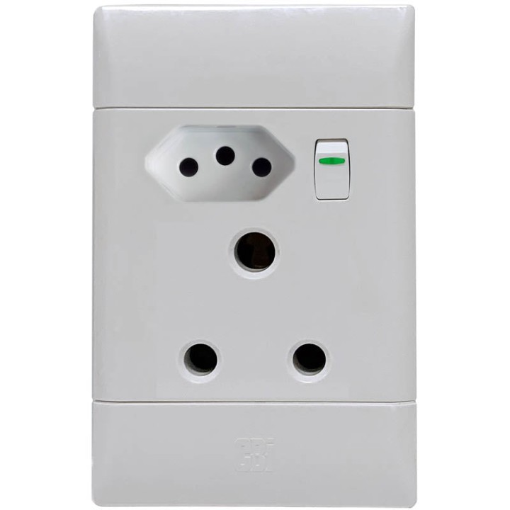 CBI BE-CBI-0000124 SUP681 16A 2x4 Combination Socket Outlet Vertical - White