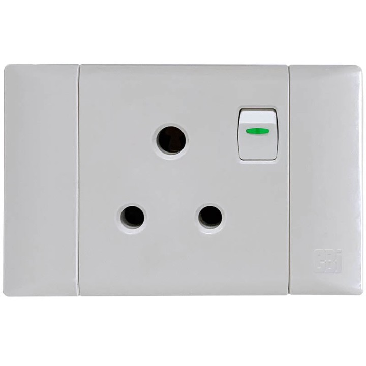 CBI BE-CBI-0000208 SUP673 16A 2x4 Single Switched Socket Outlet Standard Horizontal - Graphite