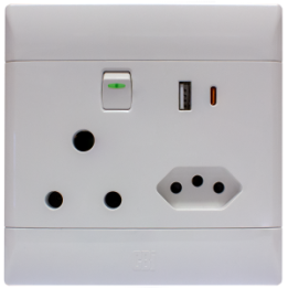 CBI ST-SHO13-CBI-016 PS685USBC 4x4 USB Type A & C + SA + Euro Switched Socket Outlet - White
