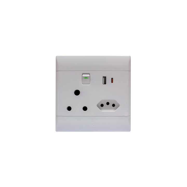 CBI BE-CBI-0000185 PS685USBC 4x4 USB Type A & C + SA + Euro Switched Socket Outlet - Graphite