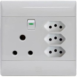 CBI BE-CBI-0000182 SUP683 4x4 Single SA + 3xEuro Switched Socket Outlet - White