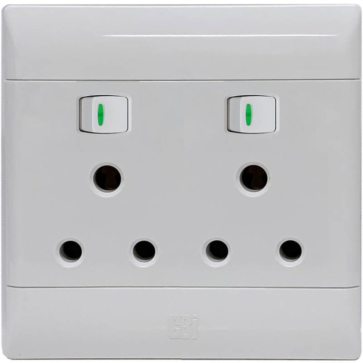 CBI BE-CBI-0000130 SUP675 16A 4x4 Double Switched Socket Outlet Standard - White
