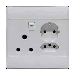 CBI ST-SHO13-CBI-017 SUP693 4x4 SA + Euro + Schuko Combination Switched Socket Outlet - White