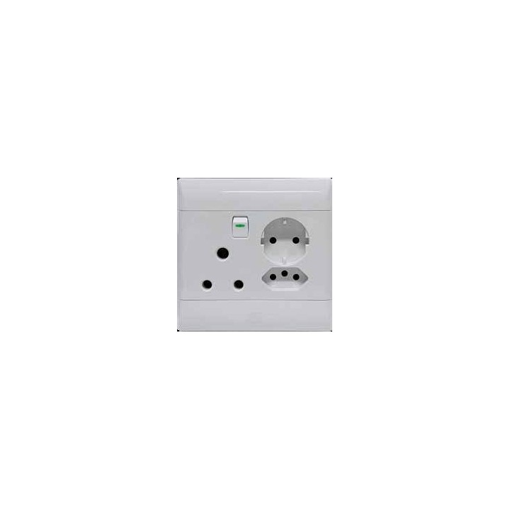 CBI BE-CBI-0000186 SUP693 4x4 SA + Euro + Schuko Combination Switched Socket Outlet - Graphite
