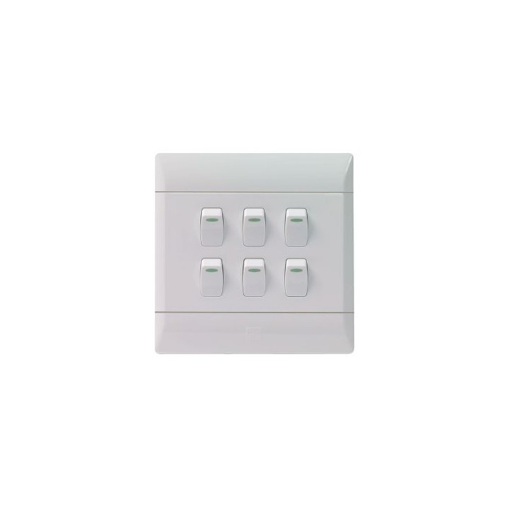 CBI 6Lever 1Way 16A Light Switches White CBI Range L127-P 4X4