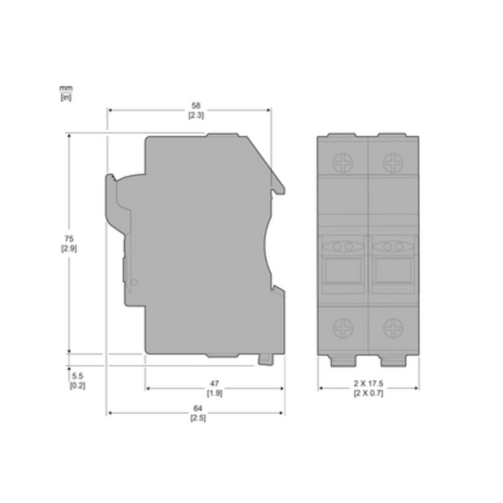 Schneider DF102 32A 2Pole 10X38MM Fuse Holder