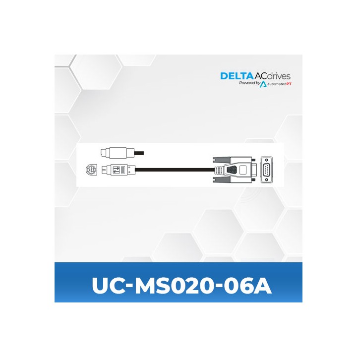 Delta UC-MS020-06A Com Cable Male Mini DIN To DB9 - Male 2mtr