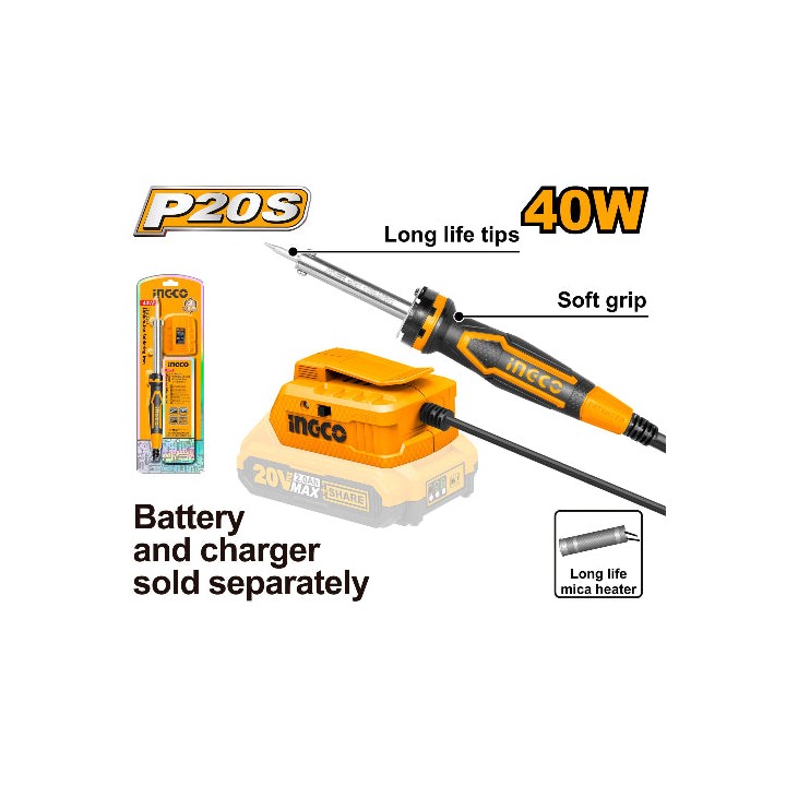 INGCO CSILI2001 20V PS+Cordless Soldering Iron