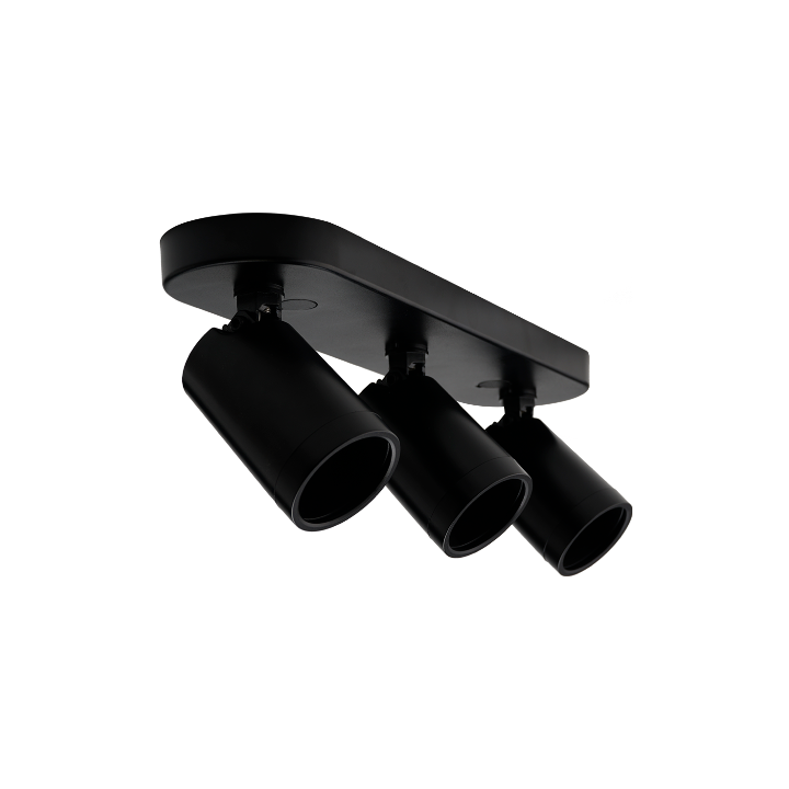 Pioled R345 Coastline 3Light Black GU10 Surface Mount Spotlight