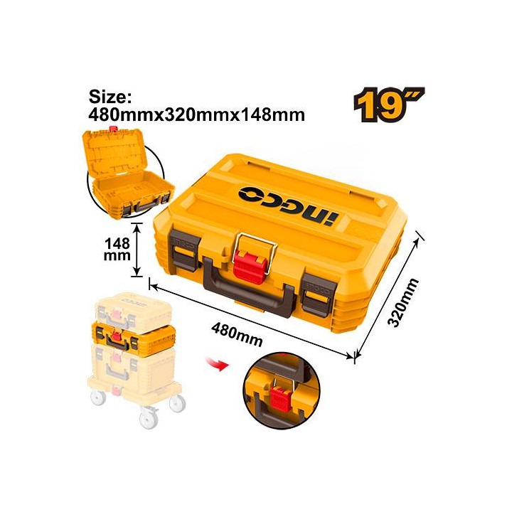 INGCO PBXS102 Stackable Toolbox 475X320X148MM 15KG P/CLIP