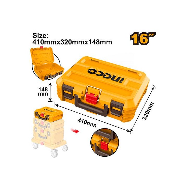 INGCO PBXS101 Stackable Toolbox 410X320X148MM 15KG P/CLIP