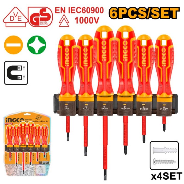 INGCO HKISD0608 SCREWDRIVER SET 6PCE 1000V