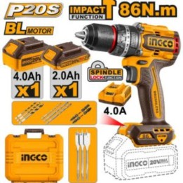 INGCO CIDLI20868 Impact Drill 20V PS+C/L 86NM Kit