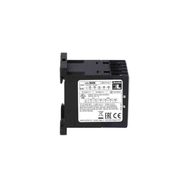 Lovato OMNI-LV-0000678 BG09T4 9A 4Pole 4KW 4NO Miniature Contactor - Select Voltage / 400VAC