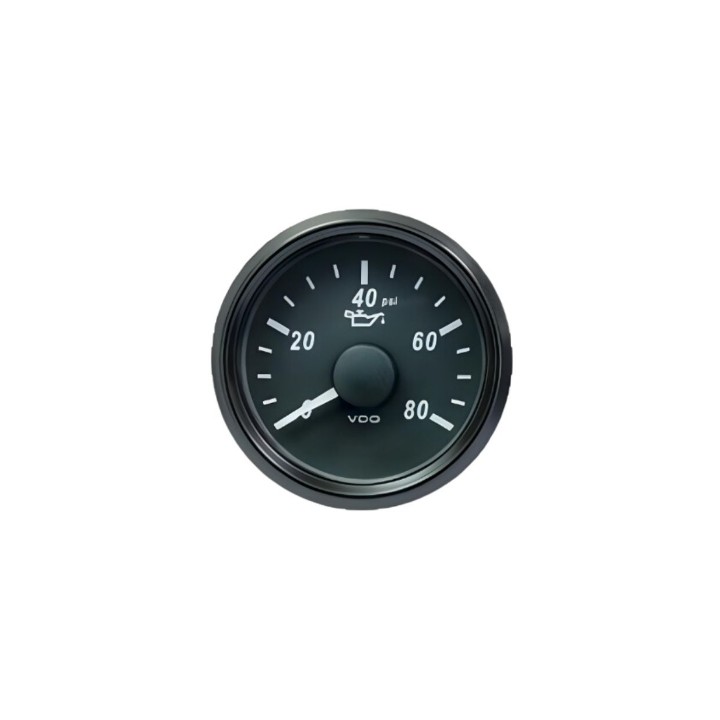 VDO A2C3833190030 Pressure Gauge Singleviu 52mm 80 PSI Oil 10 184ohm 12V/24V