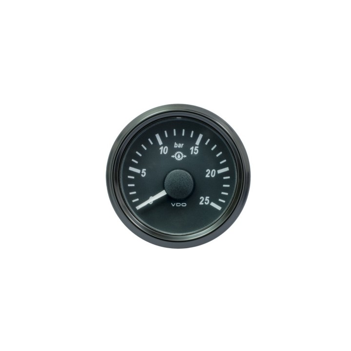 VDO A2C3833460030 Pressure Gauge Singleviu 52mm 25 Bar Trans 10 184ohm 12/24v
