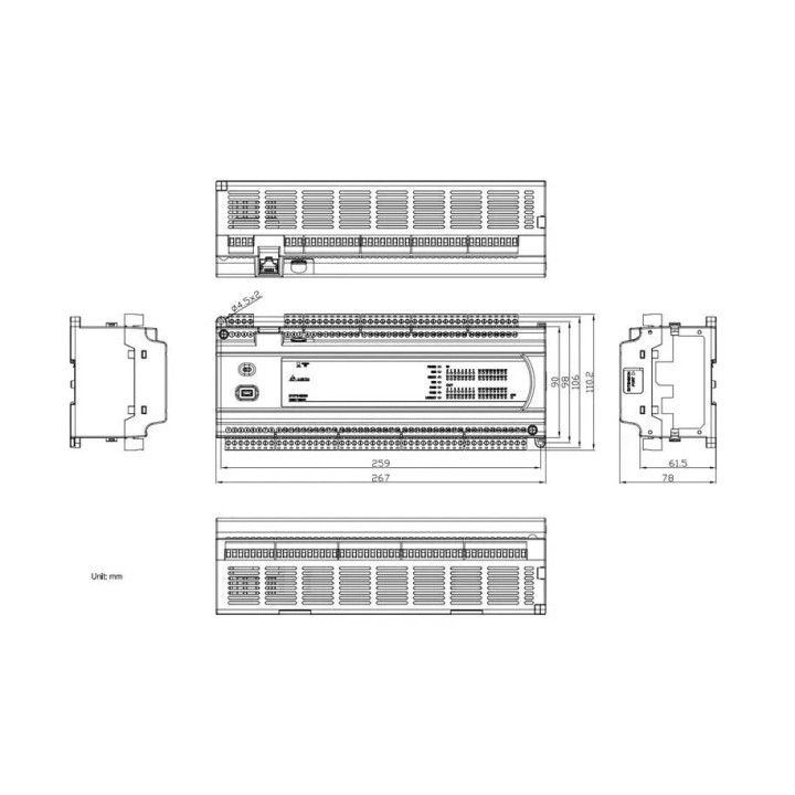 Delta DVP64ES300T 32DI+32DO ES3 230VAC PLC Transit (NPN)