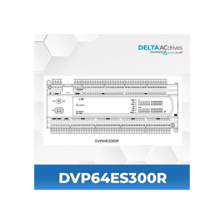 Delta DVP64ES300R 32DI+32DO ES3 230VAC PLC RELAY