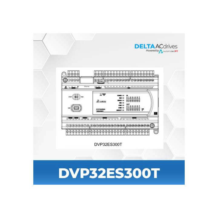Delta DVP32ES300T 16DI+16DO ES3 230VAC PLC Transit (NPN)
